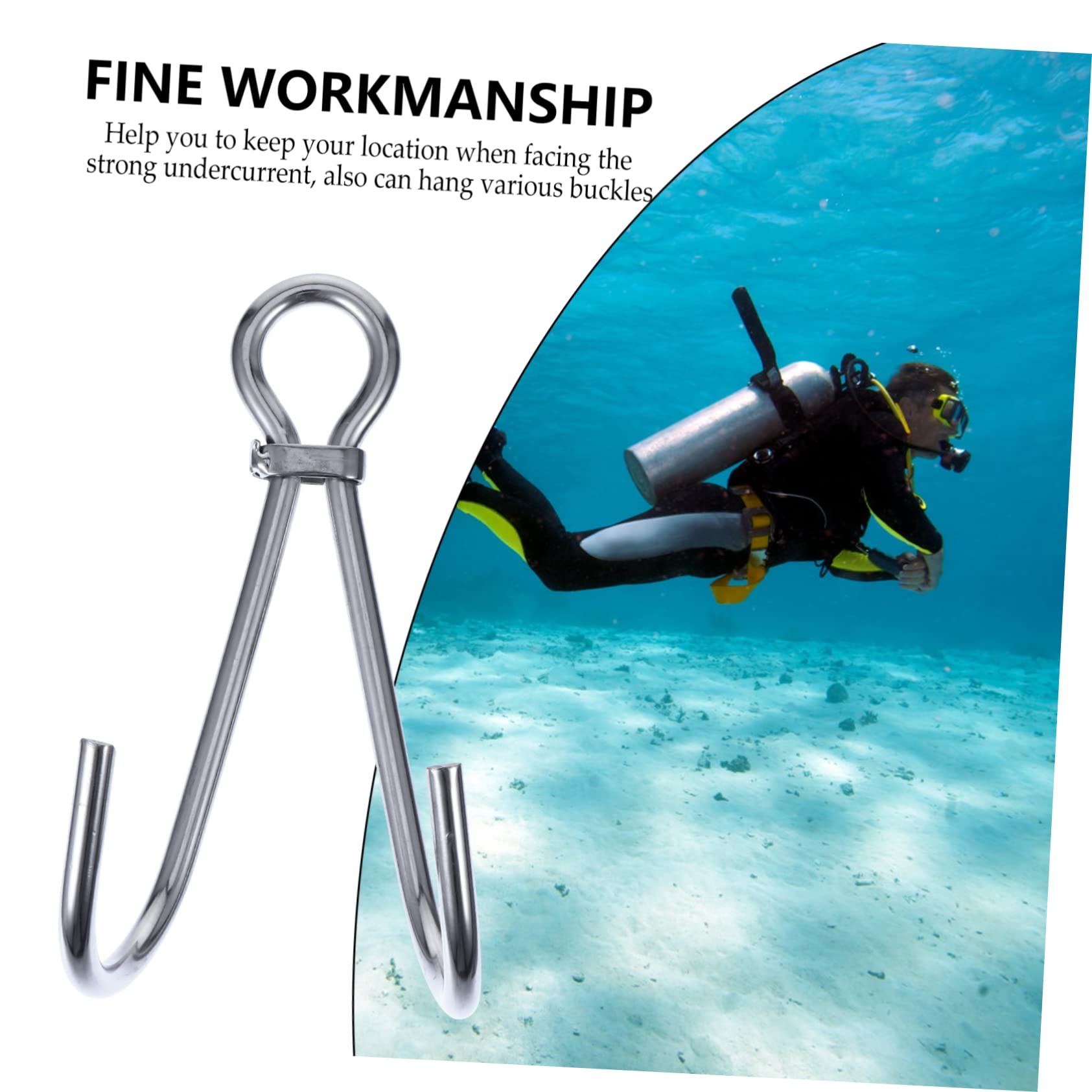 Yardwe 2 Pcs 316 316 Stainless Steel Diving Stream Hook Double Drift Hook for Snagging Diving Equipment Accessories Safe Underwater Dive Gear