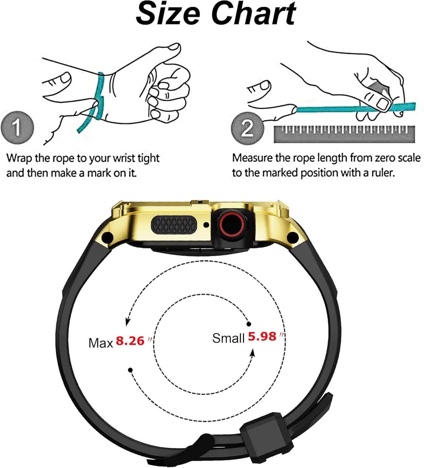 T-ENGINE Metal Case Compatible with Apple Watch Series 7/8/9 (45mm) for se Series 6/5/4 (44mm), One-Piece Metal Case with TPU Band for 45mm 44mm - Image 4
