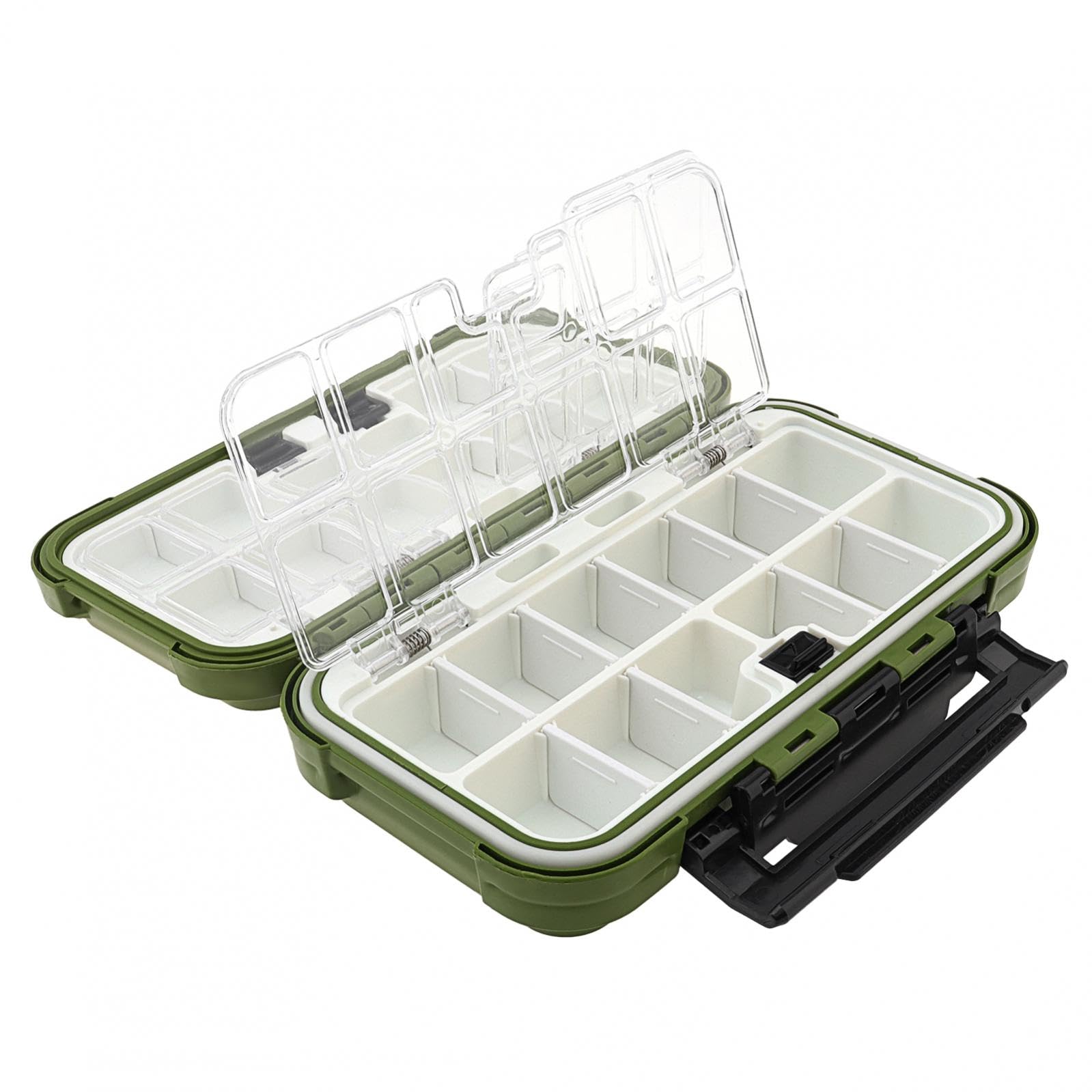 OriGlam Waterproof Fishing Tackle Box Organizer, 24 Compartments Double Layer Fishing Lure Boxes Hooks Storage Case Fishing Accessories Box Containers (Green)