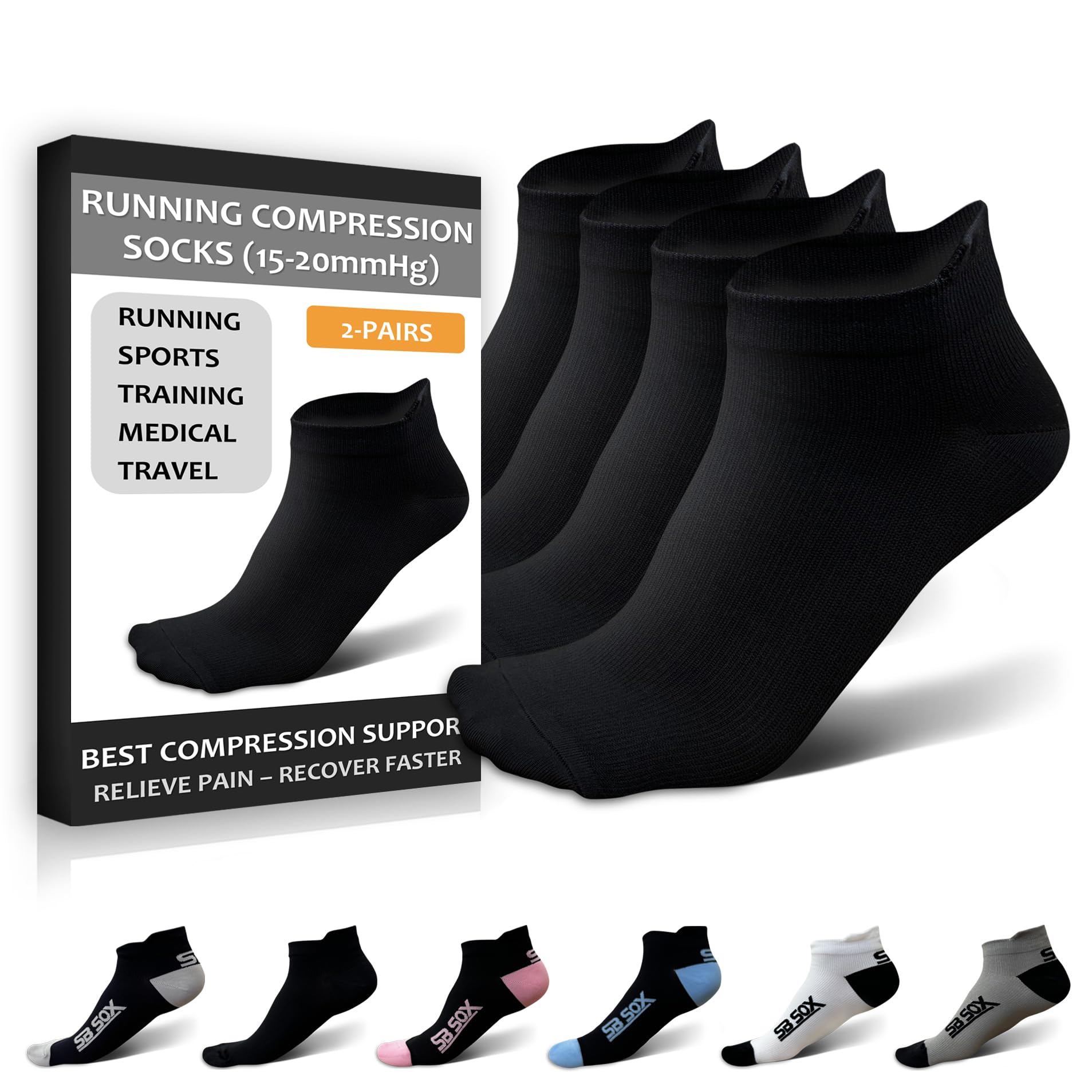 SB SOX 2-Pair Running Socks for Men and Women – Low Cut/Ankle Athletic Socks for All-Day Wear