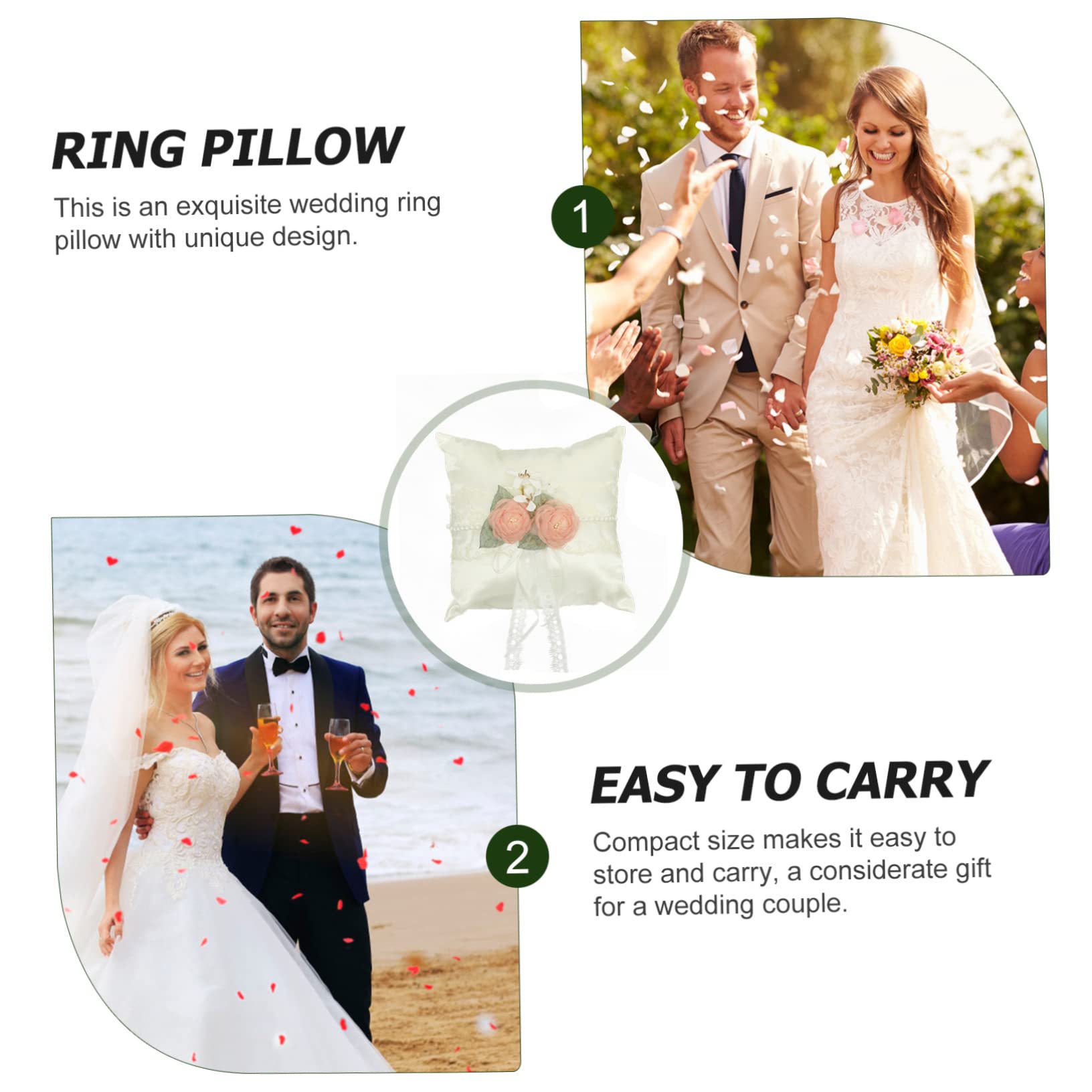 Gadpiparty 5pezzi Cuscino Portafedi Bianco Fiori Artificiali Accessorio Per Matrimonio Portariso Per Cerimonie Nuziali e Decorazioni Speciali