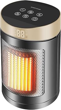 Portable Electric Space Heater, 660W Ceramic Heating for Bedroom Gold
