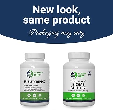 Healthy Gut Tributyrin-X | Most Bioavailable Butyrate Postbiotic for Gut Health & Leaky Gut Support | 99% Pure w/Zero Odor | 30 Softgels