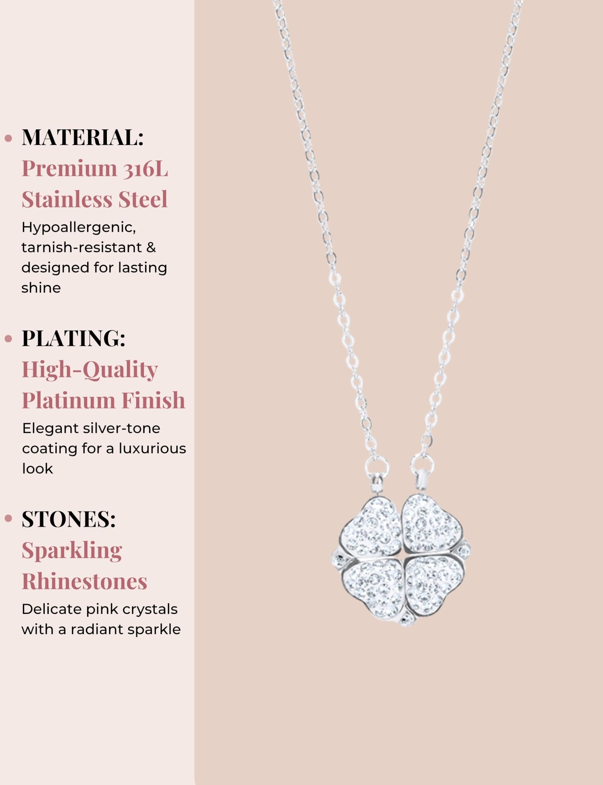 L'adoro Clover Heart damski naszyjnik ze stali nierdzewnej 316L z cyrkonią