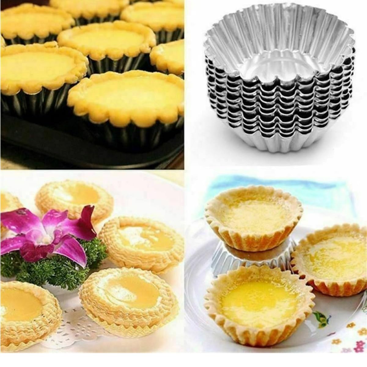 Gatuida 2 Series Taza Para Hornear Muffins Moldes Reutilizables Para Tarta De Huevo Latas De Pastel Para Hornear Cacerola Sartenes Bandejitas De Aluminio Silver 50 Piezas X 2
