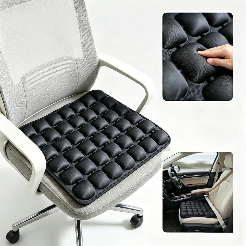 Inflatable Seat Cushion for Car, Office & Airplane Travel, Portable Air Pad | Ergonomic Support Cushion for Long Sits, Comfortable for Daily Use