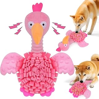 Snuffle Mat Dog Toy, Puppy Plush Chew Toy with Squeaker, Crinkle Paper & Hiding Snack,Slow Feeder Treat Toy and Feeding mats for Interactive Play,Dog Lick Mat Enhancement(Pink)