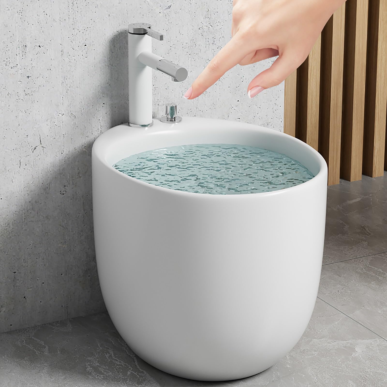 Wanna do Kąpieli Stóp Z Kranami Z Ciepłą I Zimną Wodą, Pedicure Foot Spa, Ceramiczna Wanna do Stóp(White)