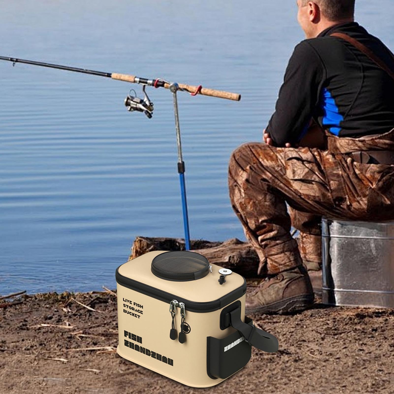 Contenitore per pesci vivi, Secchio da pesca, Secchio da pesca compatto, Secchio da pesca pieghevole, Secchio da pesca pieghevole Secchio multifunzionale per esche per pesci vivi, Secchio da pesca pie