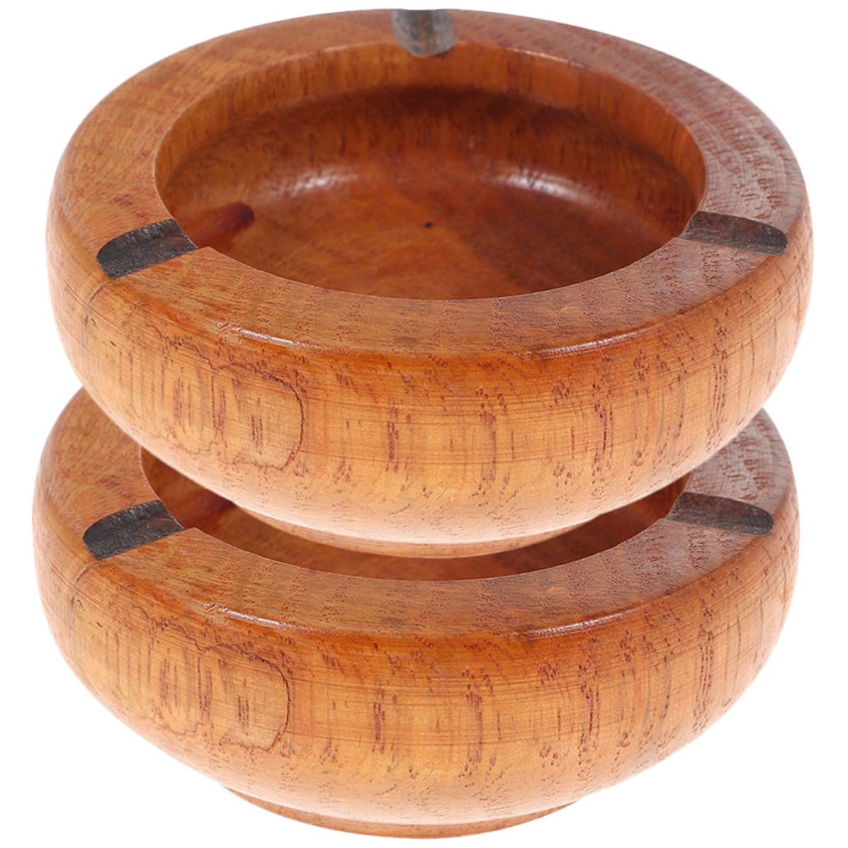 Cenicero redondo vintage con acabado fino artesanal en madera natural