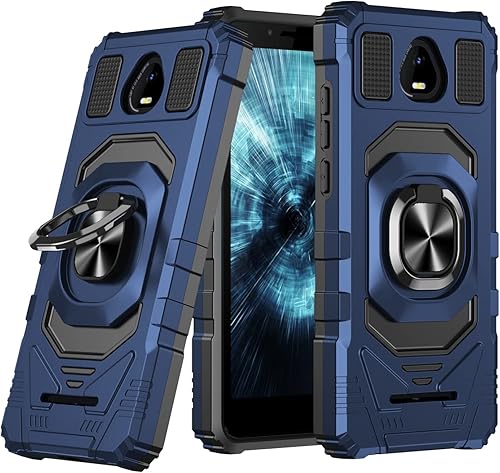 Miniatura 7 de Funda compatible con Schok Volt SV55, con protector de pantalla de vidrio templado, tecnología de protección resistente, soporte integrado,