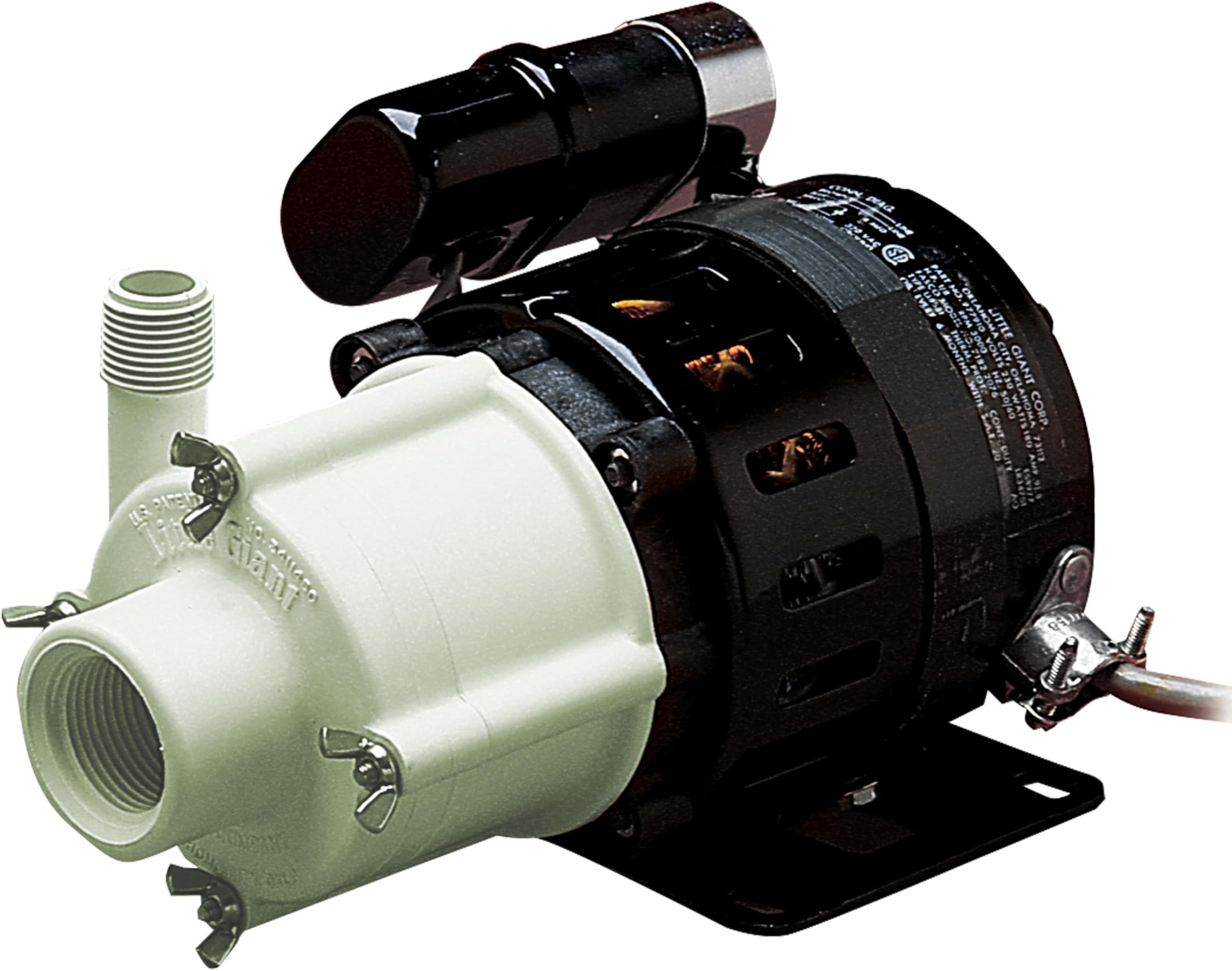 115 Volt, 1/8 HP, 1050 GPH, 5-MD-SC Non-Submersible Semi-Corrosive Chemical Magnetic Drive Pump, 6-Foot Cord with Plug, Black/White, 583503
