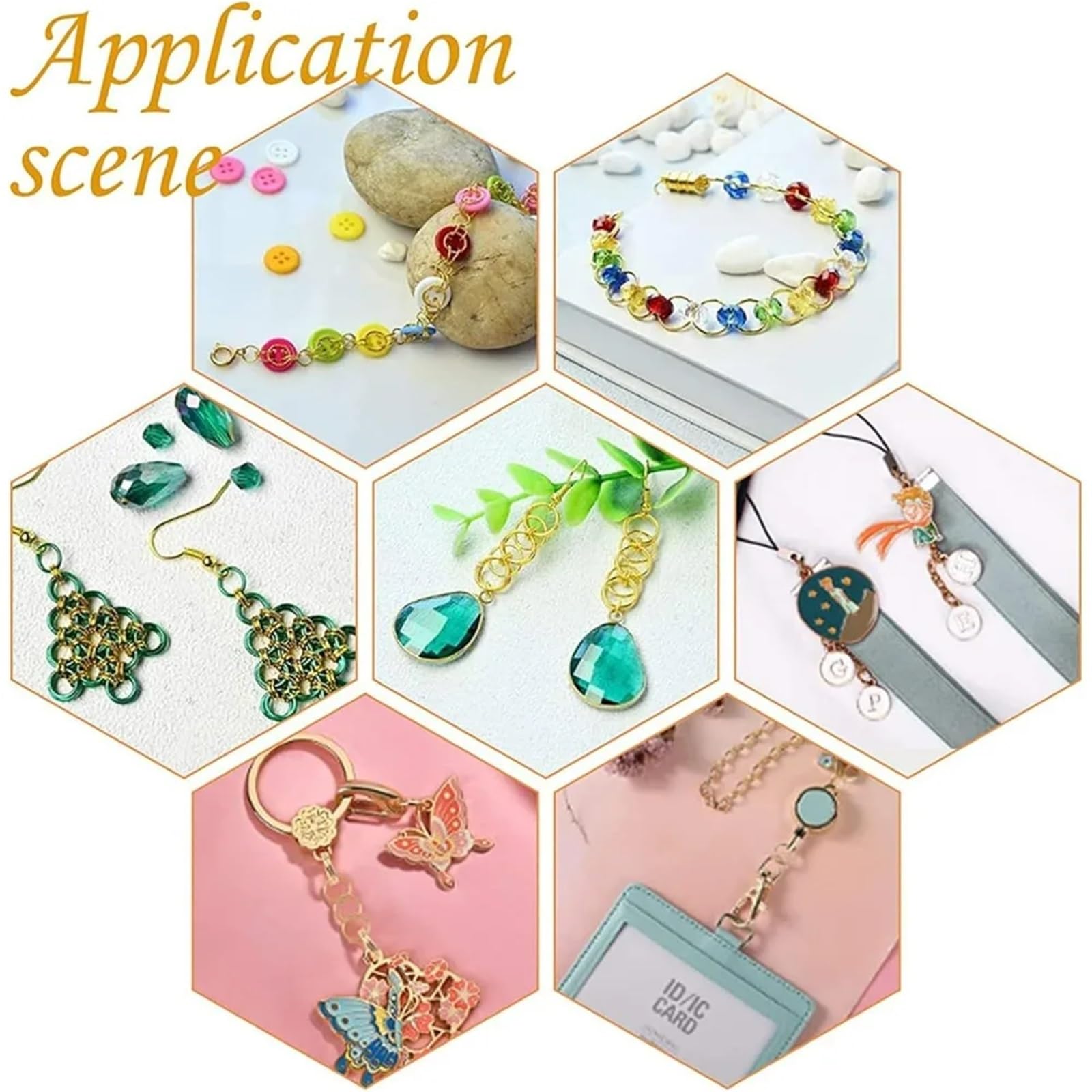 Biegeringe für die Schmuckherstellung, 4 Sets (1 Set mit 1250 Stück), Biegeringe in 6 Größen, Schmuckschlaufen, Ringverschluss, O-Verbinder, rotgoldene Glieder, offen für die Herstellung von Kit