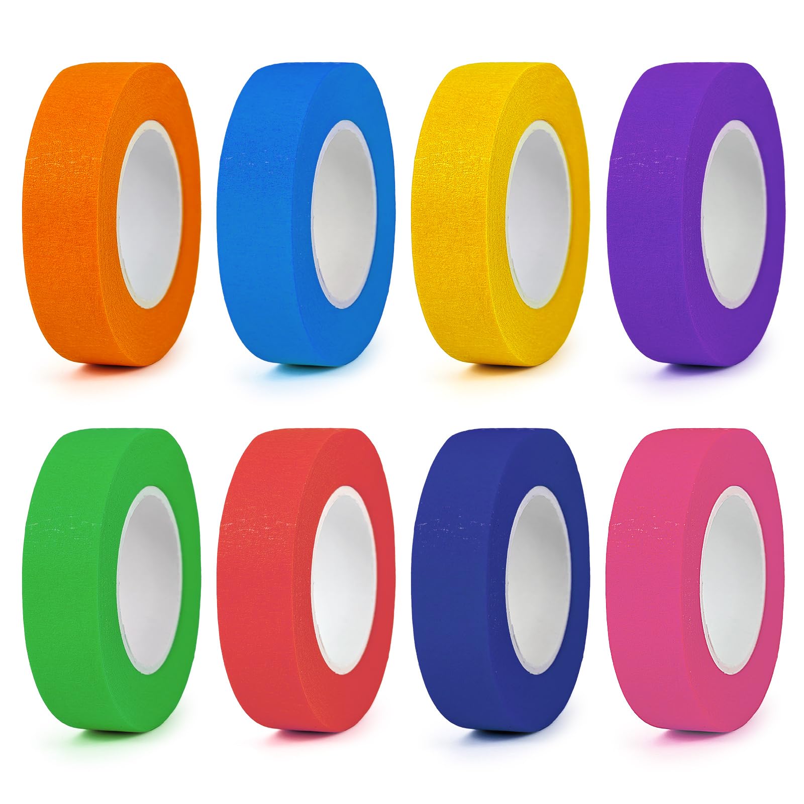 8 Rolls Coloured Masking Tape 15mm x 20m Rainbow Adhesive Painters Tape