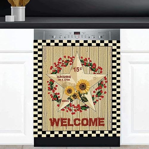 Miniatura 9 de Red Prim Barn Star - Adhesivo magnético para lavavajillas, diseño de estrella de granero, cubierta magnética para lavavajillas, cubierta magnética