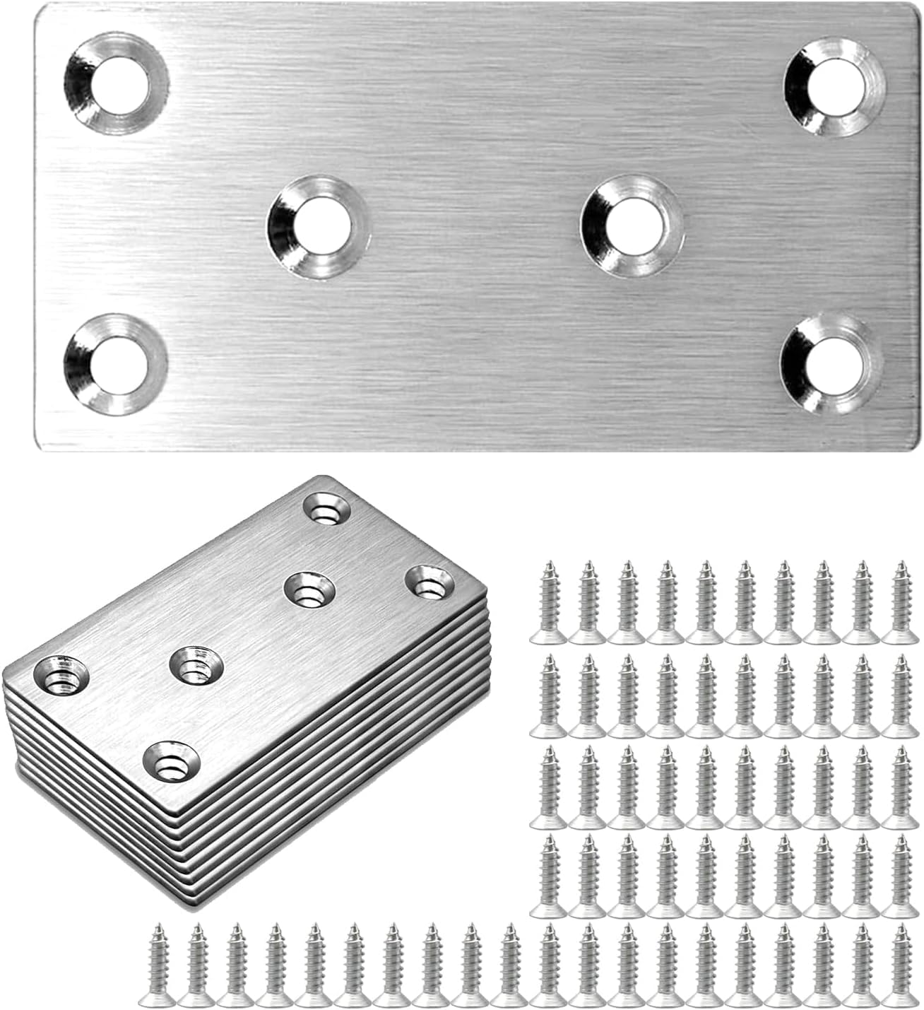 Lemiyoo 10 Sets Flat Brackets for Wood,Metal Mending Plates Heavy Duty with Screws