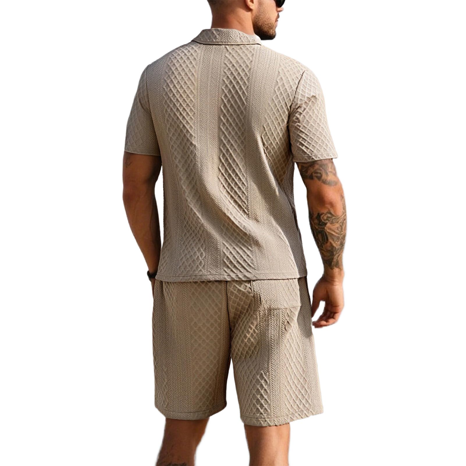 amropi Hombre Deportiva Conjunto de Chandal Jacquard Sudaderas con Capucha y Jogging Pantalones 2 Piezas