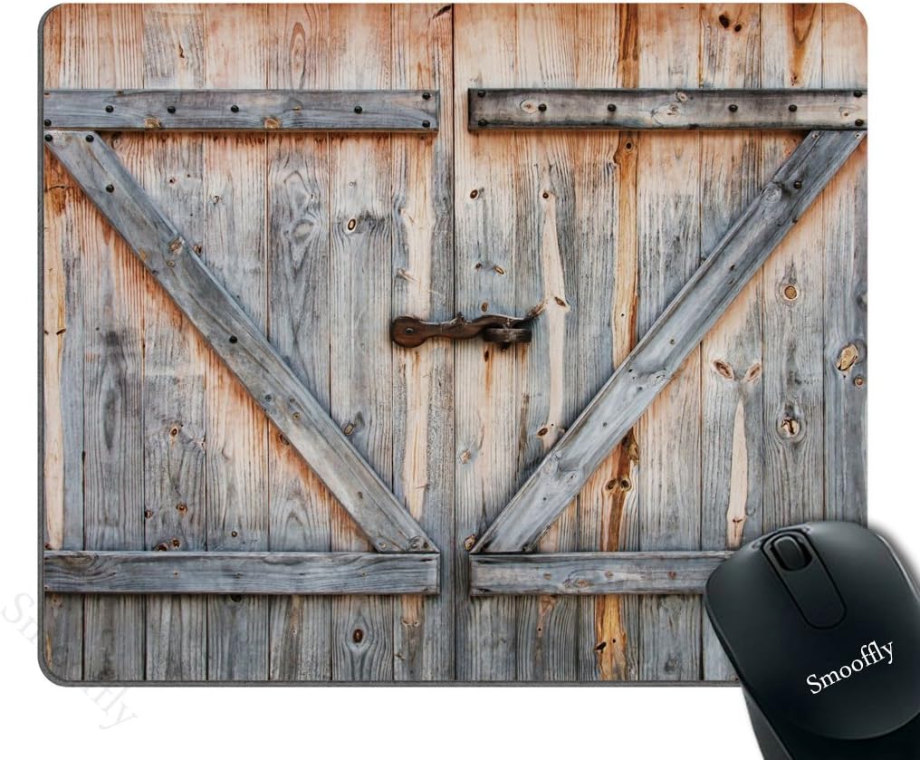 Smooffly Rustic Country Barn Wood Door Mouse Pad for Office, Non-Slip Rubber Mouse pad Gaming Mouse Pad 240MM X 200MM X 3MM