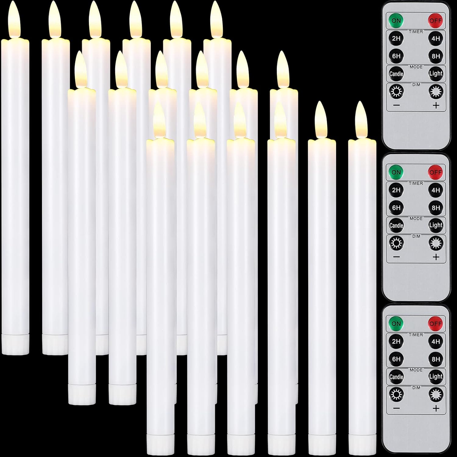 Tuanse 18 Pieces Flameless Taper Candles with Remote