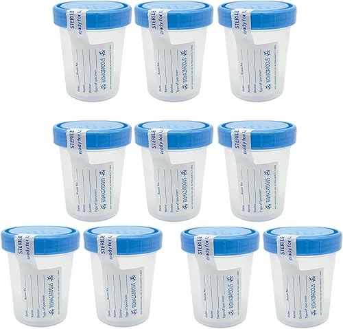 Vasos estériles para muestras con tapas taza transparente de recolección de orina de 4 onzas con tapas roscadas resistentes a las fugas, tarros de