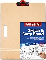 Falling in Art 13x17 Portable Drawing Board with Upgraded Adjustable Clip & Side Handle - Sketch Clipboard for Artists