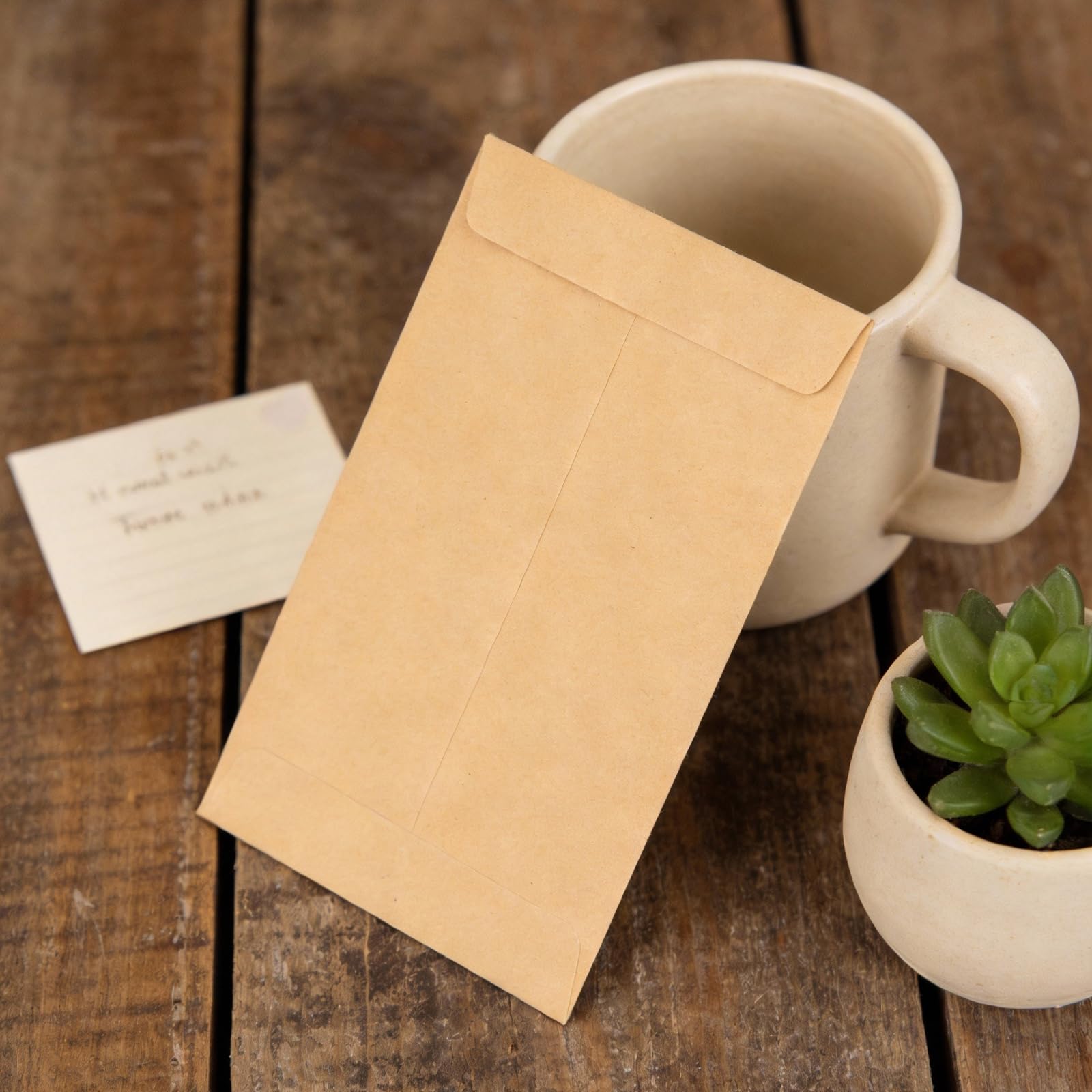 Kleine Kraftpapier-Umschläge, 6 x 10 cm, selbstklebend, braun, für Büro, Zuhause, 80 g/m², 1000 Stück