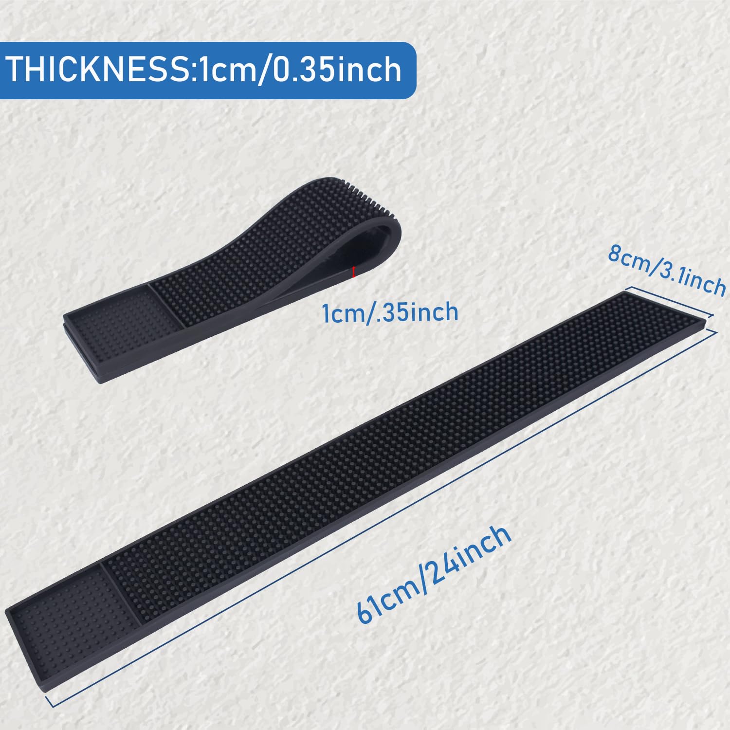 Bloss Abtropfmatte – 40,9x61,2 Cm, Saugfähig, Mit Gummi-Rückseite, Grau-weißes Karomuster, Für Küche & Bar