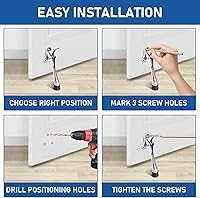 Vista 7 de Tope de puerta de 6 pulgadas con punta de goma antideslizante, soporte inferior resistente de un solo toque, tope de puerta de metal ajustable