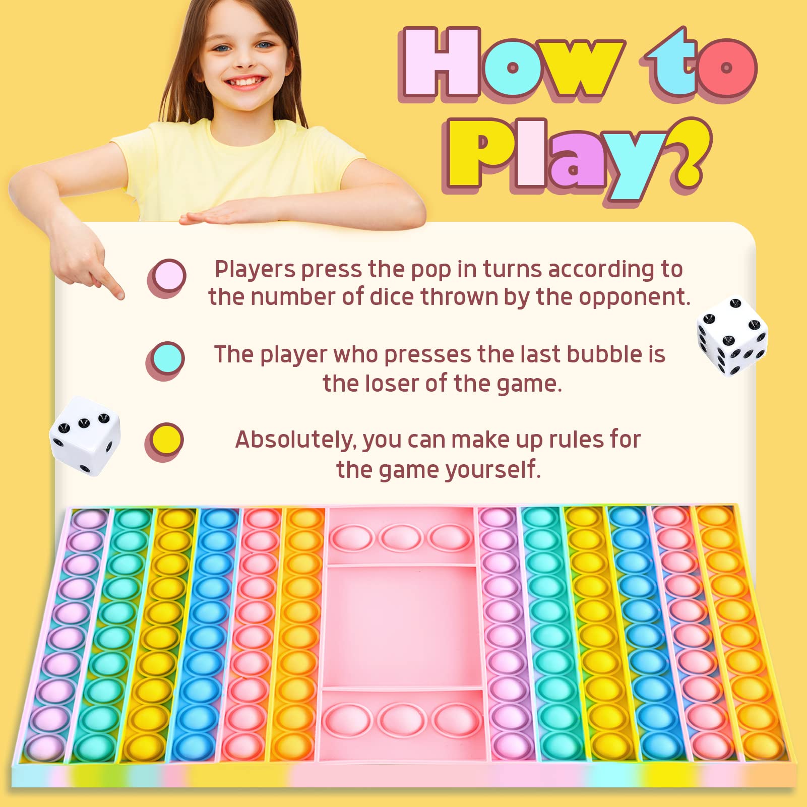 Amazon.com: Big Pop Game Fidget Toys with 2 Dices, Jumbo Pop Game Board  Push Pop Fidget Toy (1 Pack),Macaron Chess Board Bubble Popper Fidget  Sensory Toys for Kids,Toddlers, Boys and Girls with