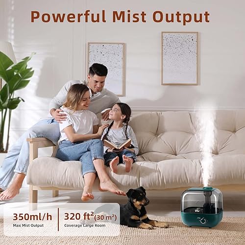 Miniatura 2 de Bear Humidificadores para dormitorio, hogar, habitación grande, humidificadores de llenado superior de niebla fría de 5 L, humidificador de aire