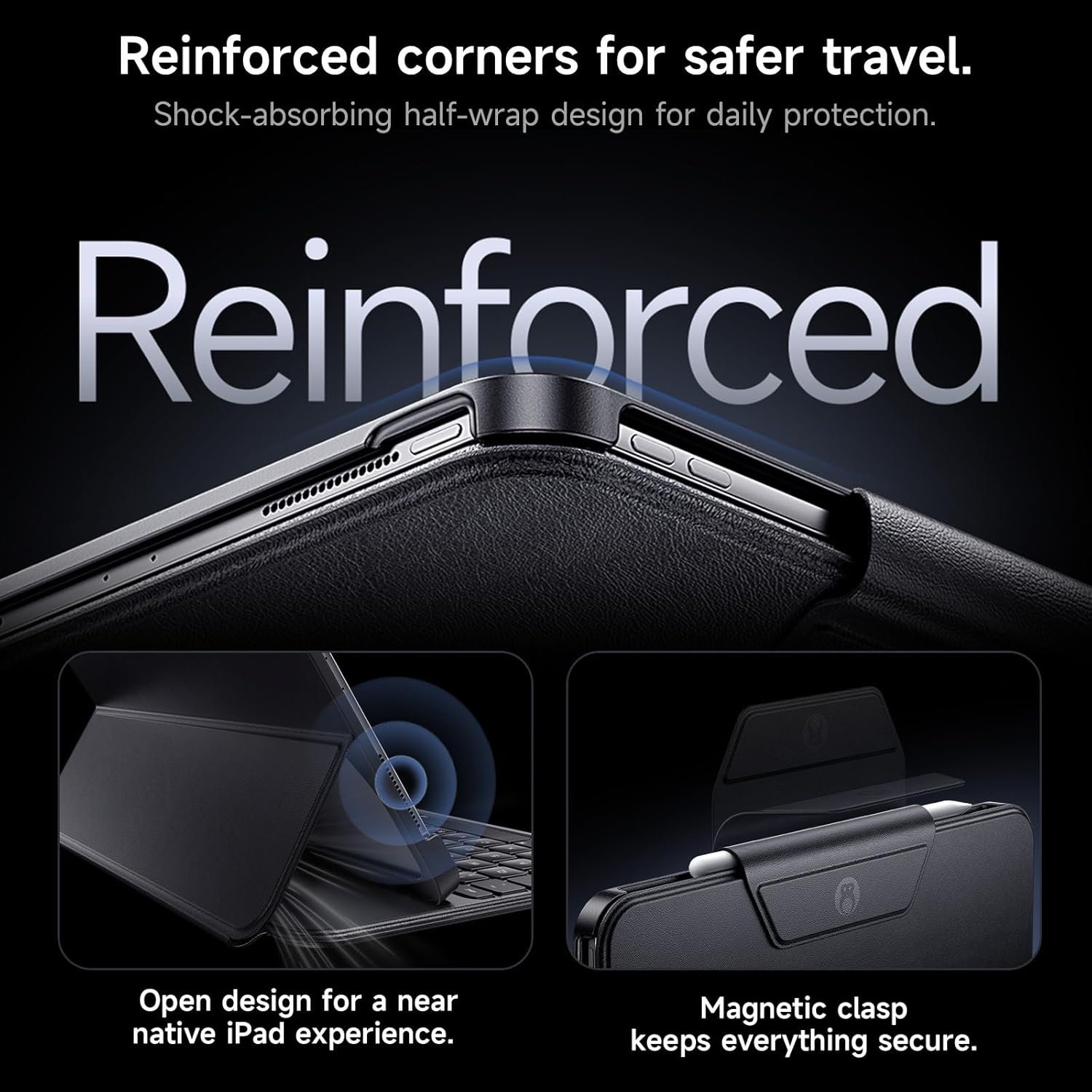 HOU Keyboard Case for iPad Air 11 inch (M3/M2) & iPad Air 5th/4th Gen & iPad Pro 11 inch (2025 M5/M4 2024/4th/3rd/2nd/1st Generation) Lightweight and Portable,Space Leather,Independent Shortcut Keys - Image 6