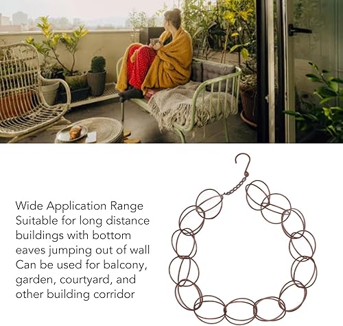 Miniatura 2 de Viento redondo, a prueba de óxido, cadena de lluvia de metal, función de drenaje, decorativa para patio para canaletas