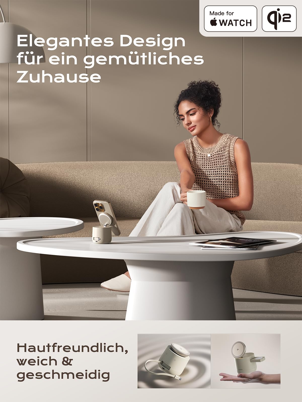 THREEKEY 4-in-1 Magnetic Wireless Ladestation Qi2 15W Magnet Ladegerät für iPhone 17/16/15/14/13/12 Serie, Apple Watch, AirPods, iPad, Magnetic Ladestation mit 65W Ladegerät im Lieferumfang enthalten
