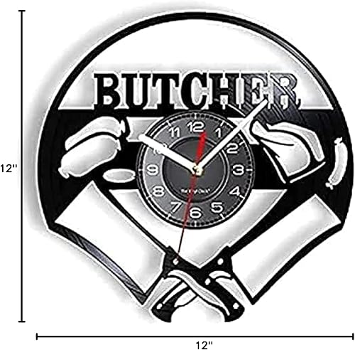 Miniatura 9 de Reloj de pared Chef Carnicero Cuchillo cruzado Disco de vinilo Reloj de pared Cocina Restaurante Decoración Carnicería Barbacoa Parrilla Decoración
