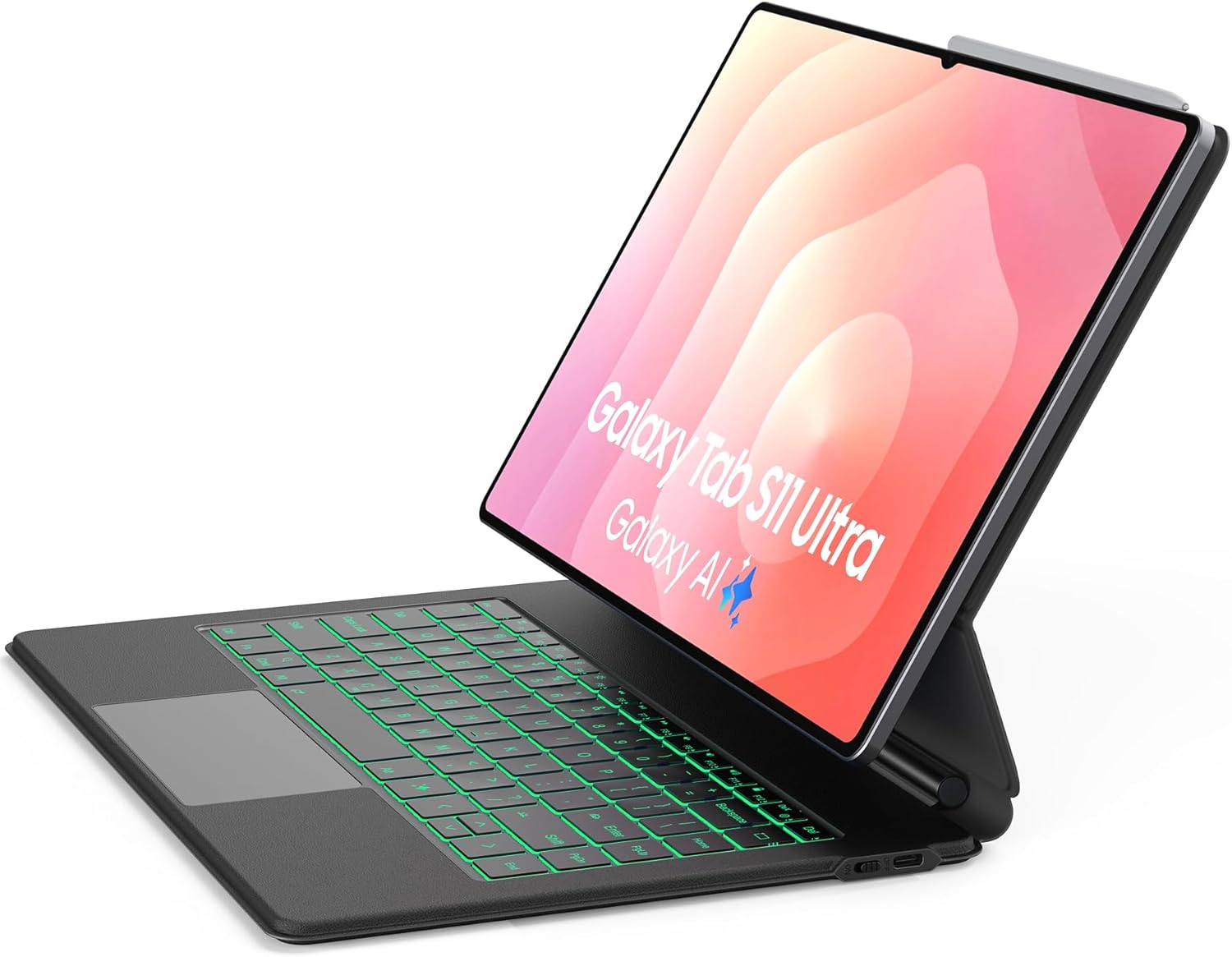 for Samsung Galaxy Tab S11 Ultra Keyboard Case 14.6", Magic-Style Floating Cantilever Magnetic Stand, One Click Dex Mode, AI Key, 3-Level 7 Colors Backlit, Built-in trackpad Black