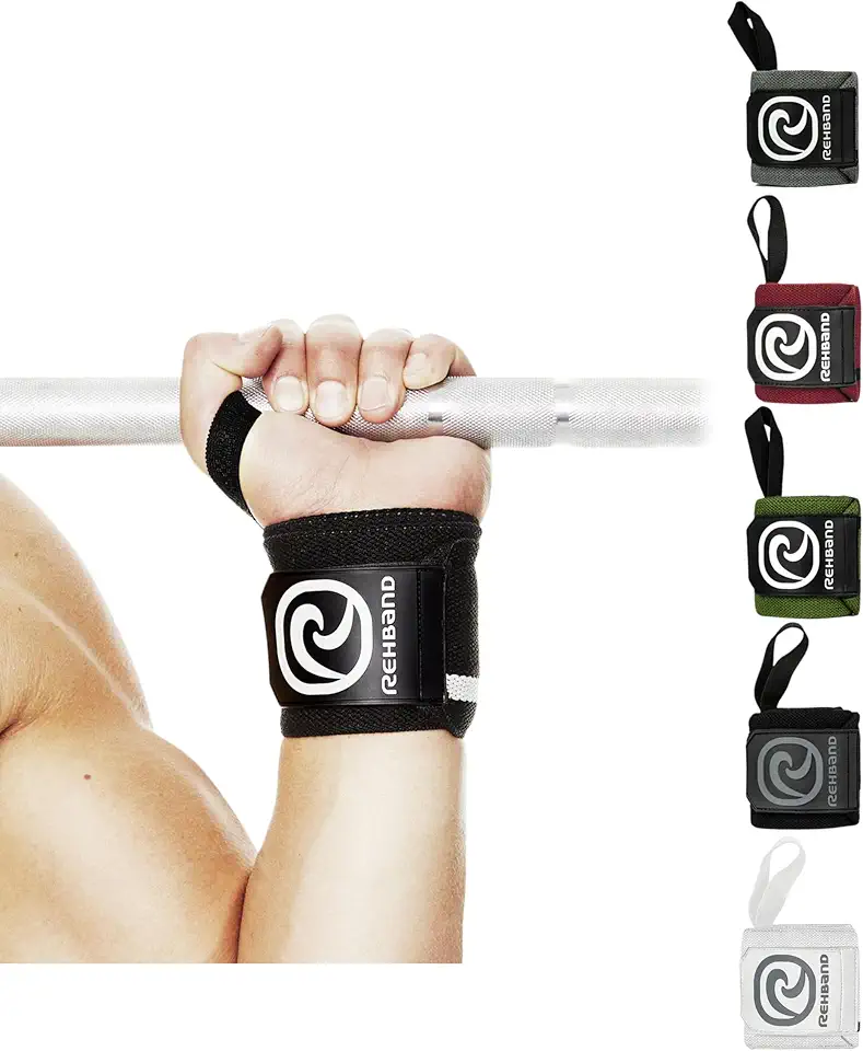 Rehband Wrist Wrap 1 Pair, Wrist Wraps Weightlifting, Training 18 inch, Wrist Wrap, Comfortable & Stabilizing Wrist Supports For Gym, Colour:Carbon/Black, Size:One Size