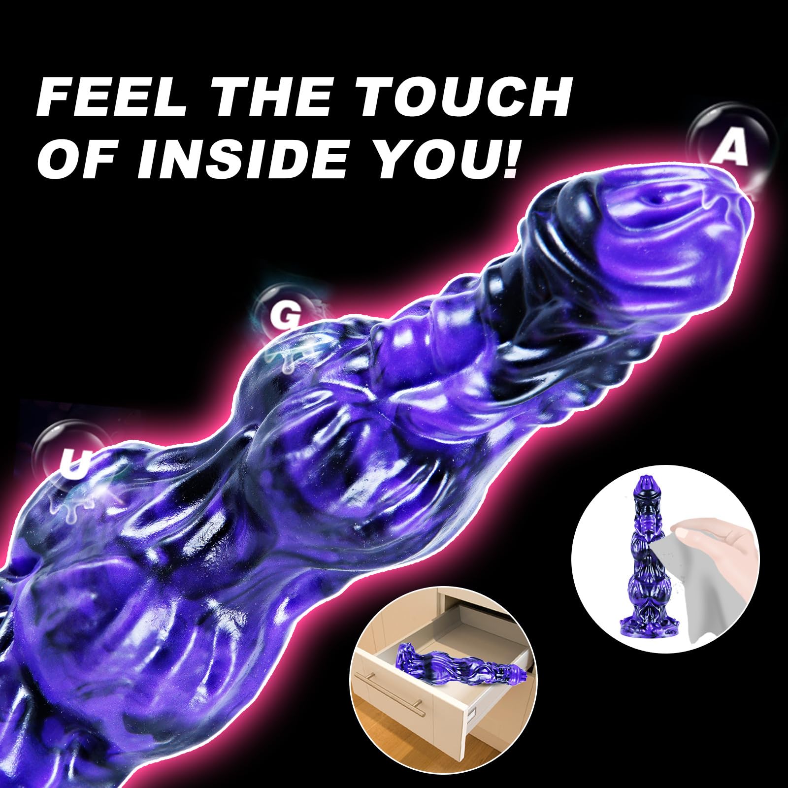 Fallo realistico con doppio nodo mostruoso, fallo fantasy per cani da 23,5 cm con ventosa, fallo drago, fallo nodo spesso, grande fallo anale in silicone punto G, unisex