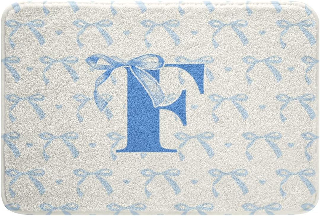 jejeloiu Cute Blue Bow Kids Bathroom Rugs 20"x32" Boys Girls Monogrammed image 5
