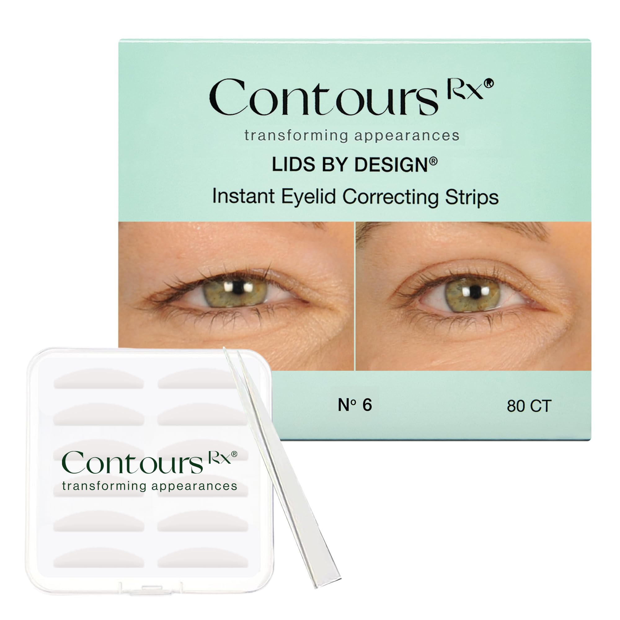 Contours Rx Lids by Design – N°6 Transparent Instant Eyelid Lift Strips for Casual Mild to Moderate Hooded Lids – Medical-Grade, Anti-Aging Eyelid Tape – 80 Count