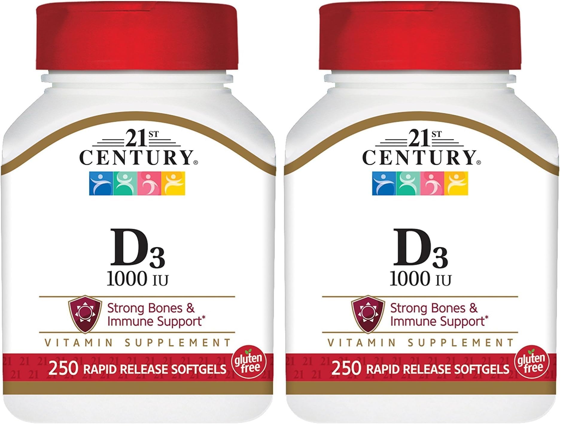 21st Century D3 1000 IU Softgels, 250 Count (27415) (Pack of 2) 250 Count (Pack of 2)