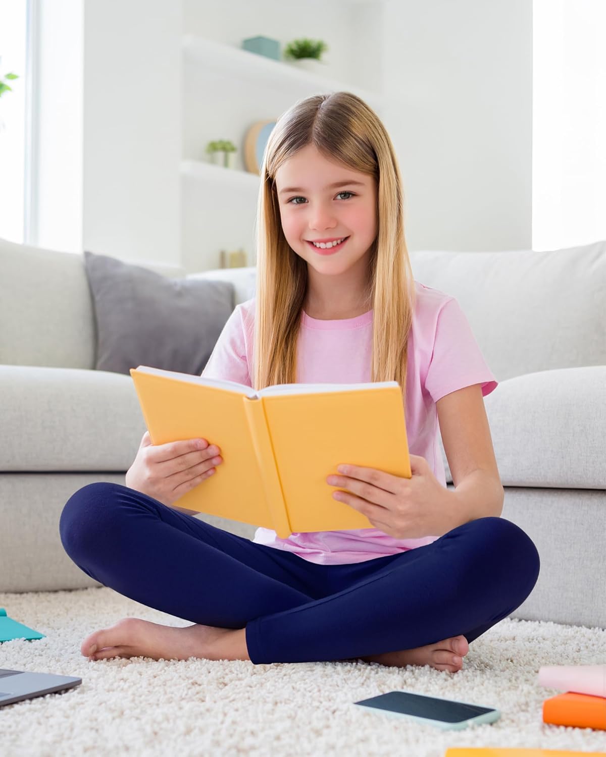 Auranso Kids Girls Leggings Full Length Cotton Tights Pants 4-14 Years 5-6 Years Navy1 image 5 of 6 B0B7BH9T9B