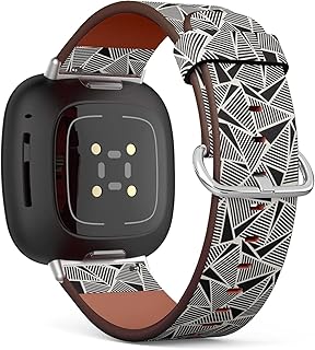 CJBROES Replacement Leather Watch Band, Compatible with Fitbit Versa 3 and Fitbit Sense of Wristband Bracelet Accessory - Modern Stylish