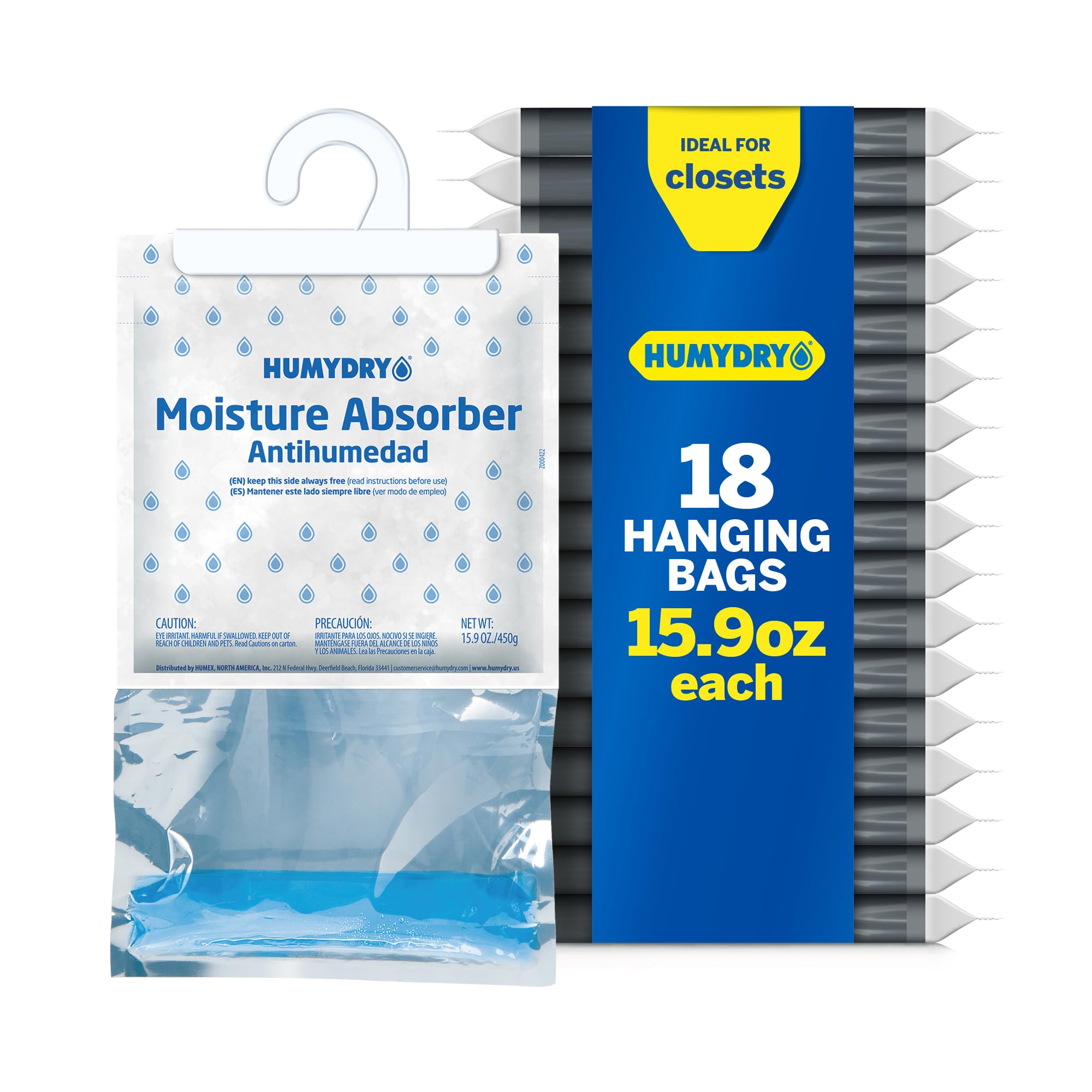 Absorbeur d'humidité HUMYDRY : lot de 3 sacs à suspendre 15,255g