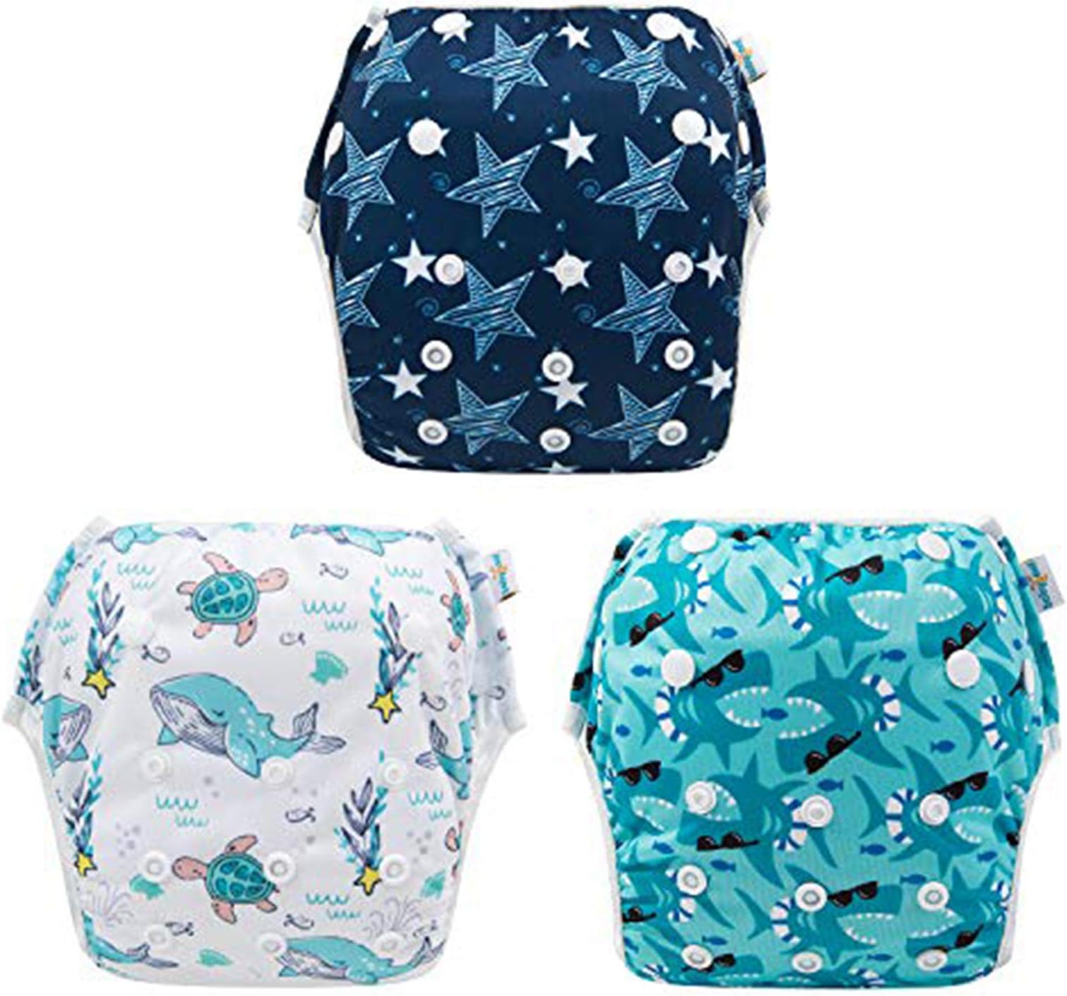 Babygoal Baby & Toddler Boy and Girl Swim Diapers, Reusable Adjustable Washable One Size Fits 6M-3T Gifts and Swimming Lessons 3 Pack 3ZSD07