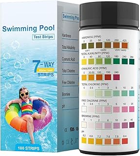 teste PH | 7 em 1 kit teste spa para banheira hidromassagem | 50 papéis teste água, teste bromo, alcalinidatotal, PH, cloro total, dureza, cloro Xinxi