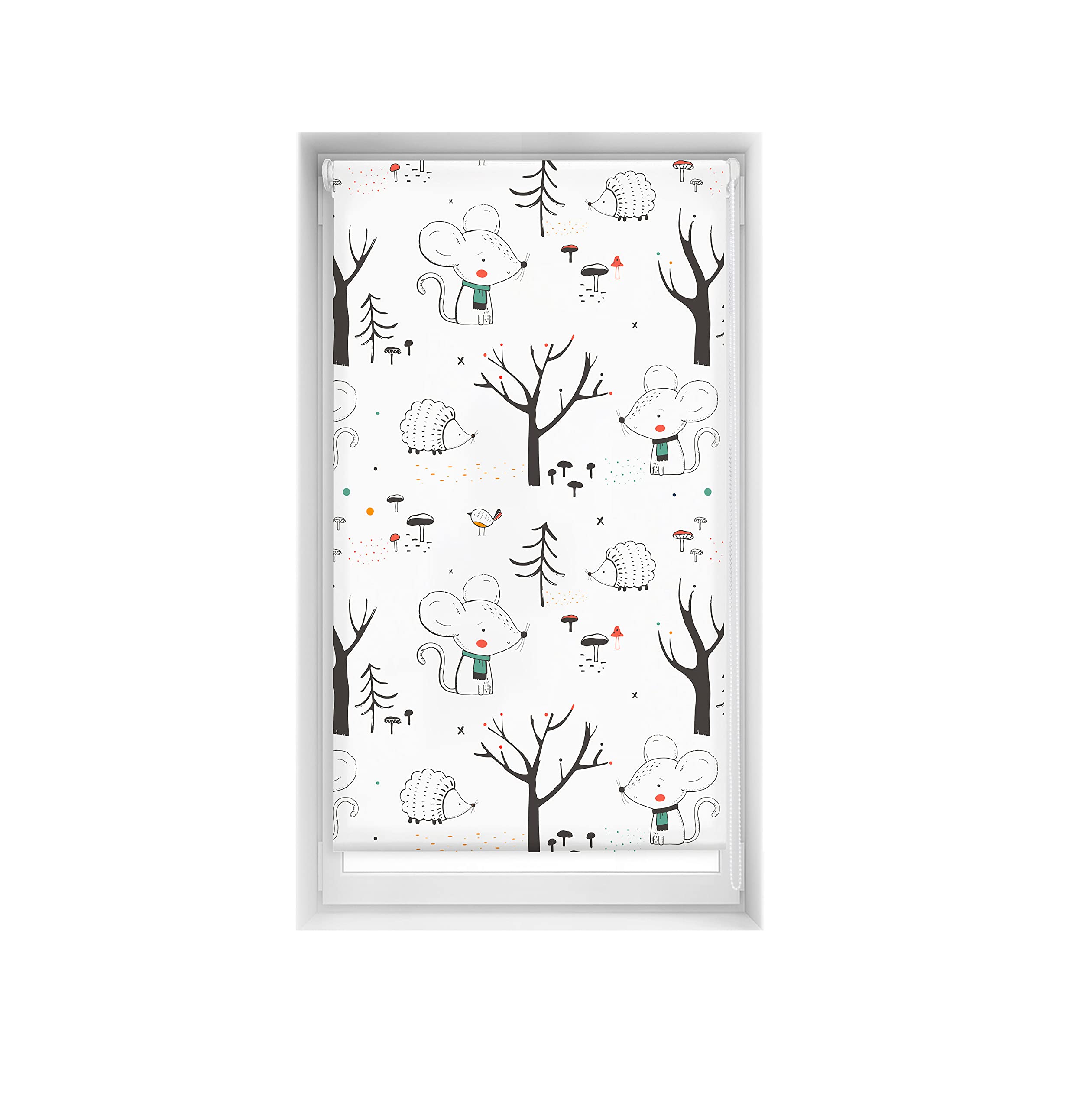 Blindecor Easy Store Enrouleur translucide sans perçage à Motif Into The Wood, Dimensions du Tissu 82 x 145 cm