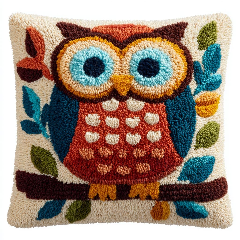 WallustrioaW Latch Hook Kits Pillow,Animal Owl