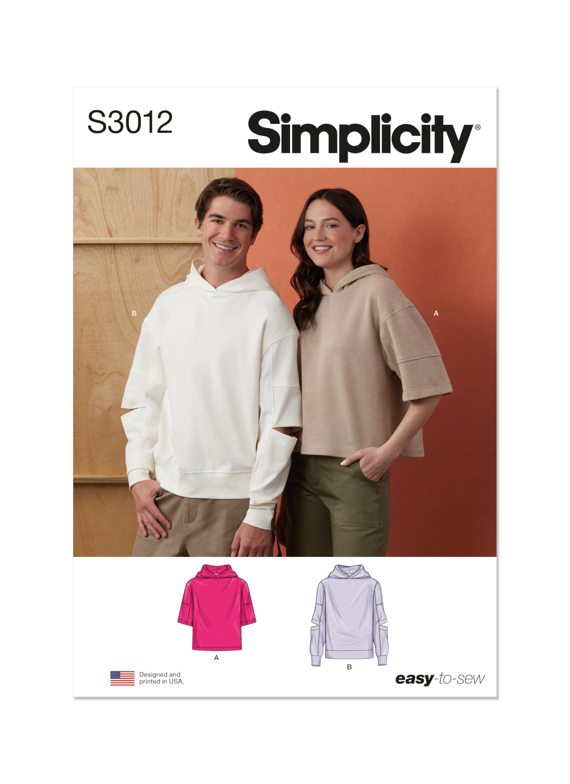 Patron de couture sweat capuche unisexe SS3012A, l'art du vêtement fait main