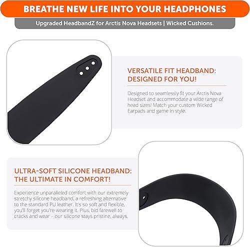 Miniatura 3 de WC HeadbandZ Arctis Nova - Diadema de silicona mejorada para auriculares Arctis Nova por Wicked Cojines, flexibilidad mejorada, comodidad y estilo