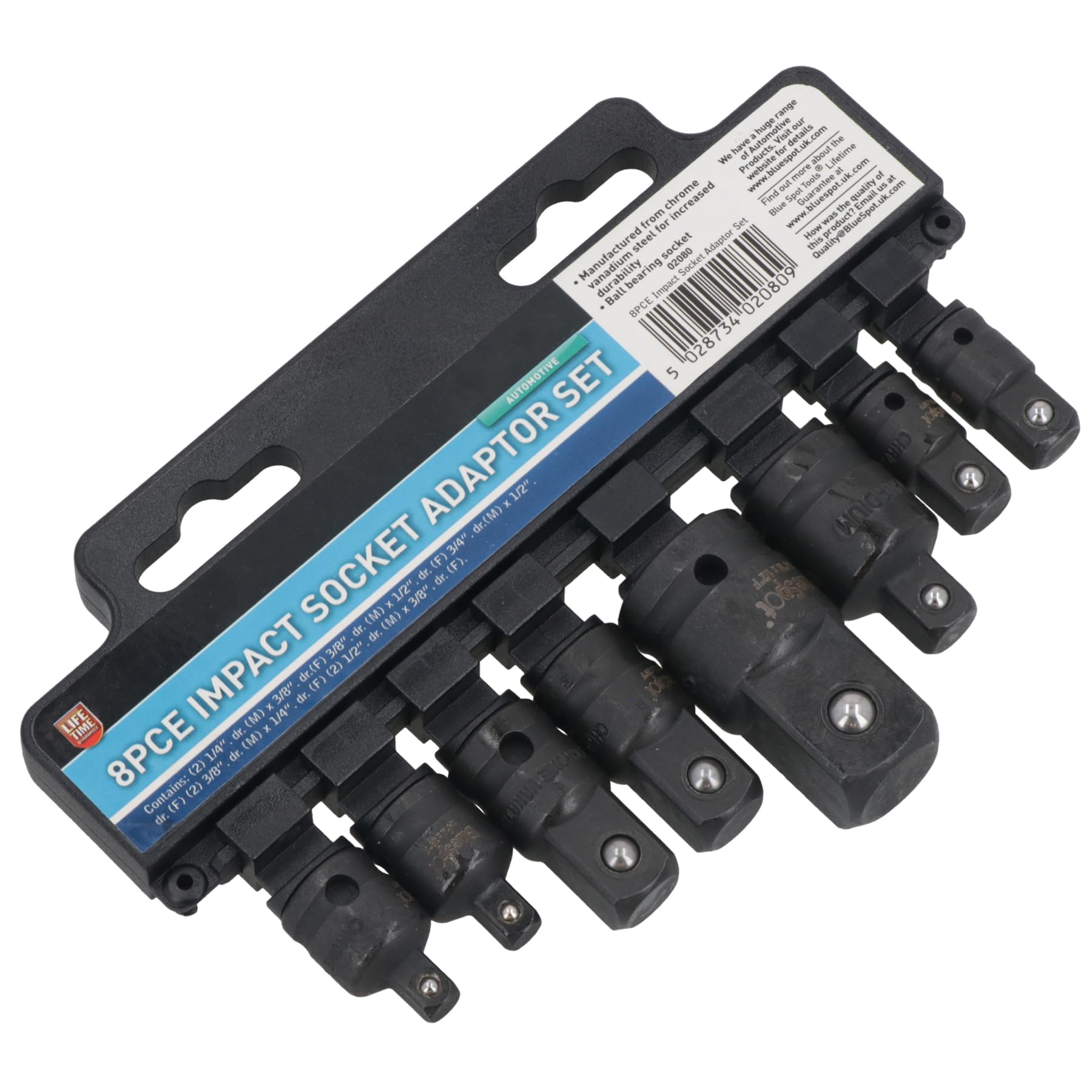 Ab Tools Impact Impacted Socket Adapter Adaptor Step Up Reducers 1/4" – 3/4” Drive 8Pc
